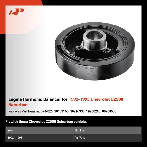 Engine Harmonic Balancer for 1992-1993 Chevrolet C2500 Suburban