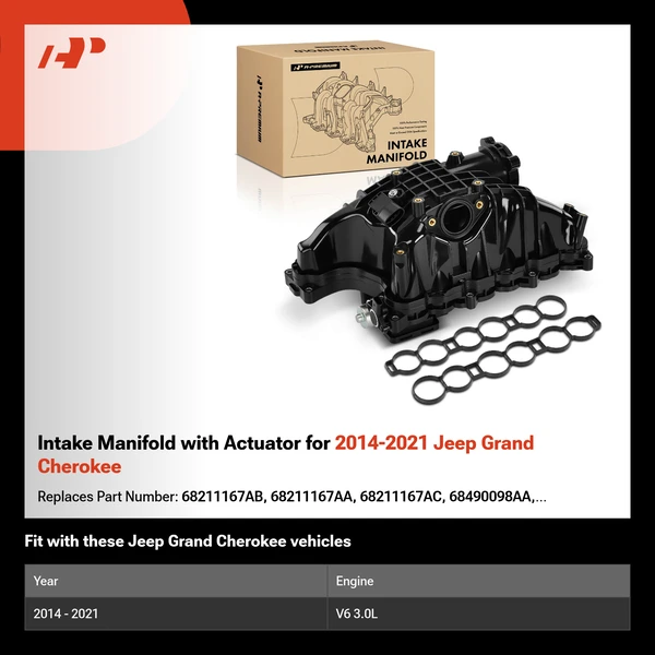 Intake Manifold with Actuator for 2014-2021 Jeep Grand Cherokee