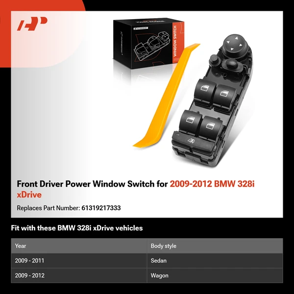 Front Driver Power Window Switch for 2009-2012 BMW 328i xDrive