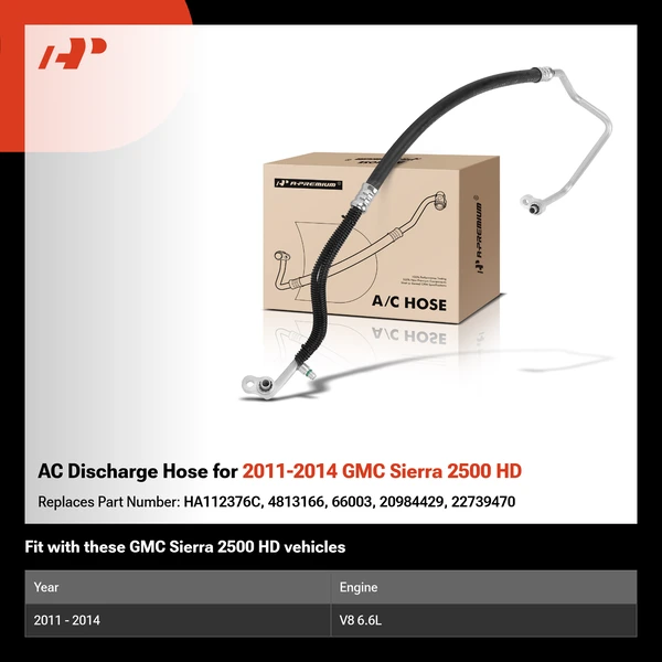 AC Discharge Hose for 2011-2014 GMC Sierra 2500 HD