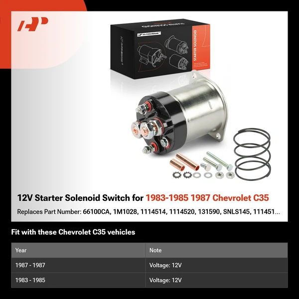 12V Starter Solenoid Switch for 1983-1985 1987 Chevrolet C35
