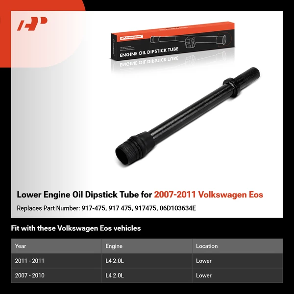 Lower Engine Oil Dipstick Tube for 2007-2011 Volkswagen Eos