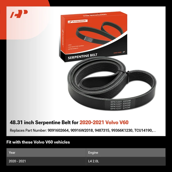 48.31 inch Serpentine Belt for 2020-2021 Volvo V60