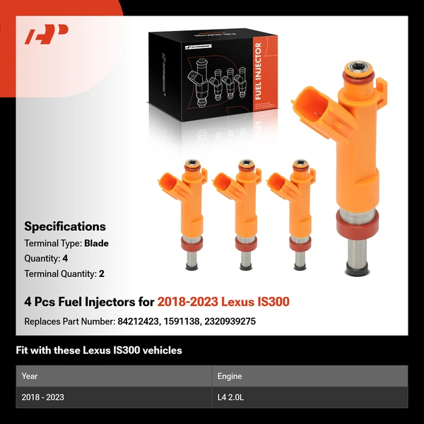 4 Pcs Fuel Injectors for 2018-2023 Lexus IS300