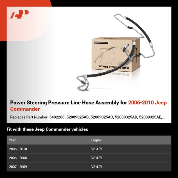 Power Steering Pressure Line Hose Assembly for 2006-2010 Jeep Commander