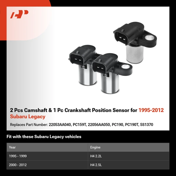 2 Pcs Camshaft & 1 Pc Crankshaft Position Sensor for 1995-2012 Subaru Legacy