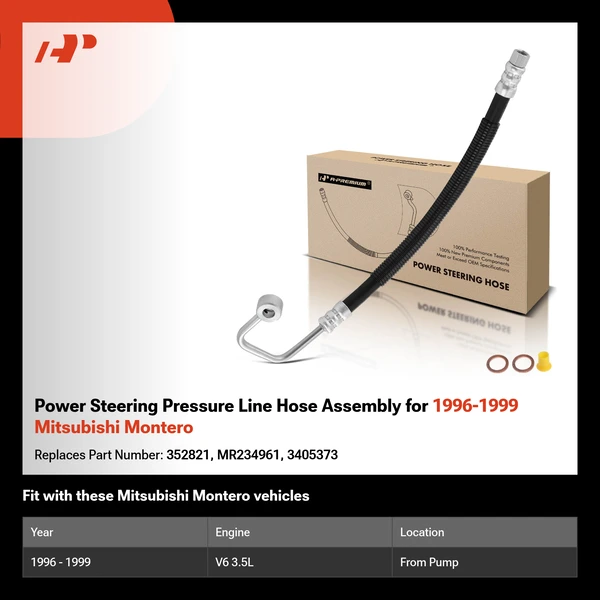 Power Steering Pressure Line Hose Assembly for 1996-1999 Mitsubishi Montero