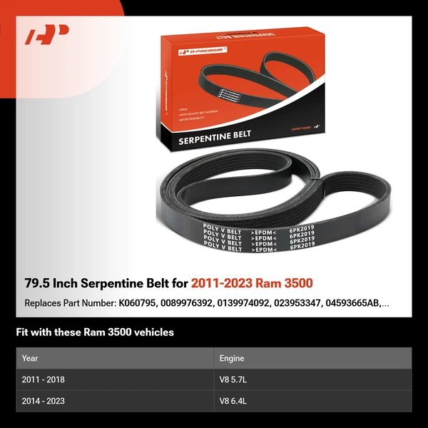 79.5 Inch Serpentine Belt for 2011-2023 Ram 3500