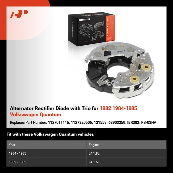Alternator Rectifier Diode with Trio for 1982 1984-1985 Volkswagen Quantum