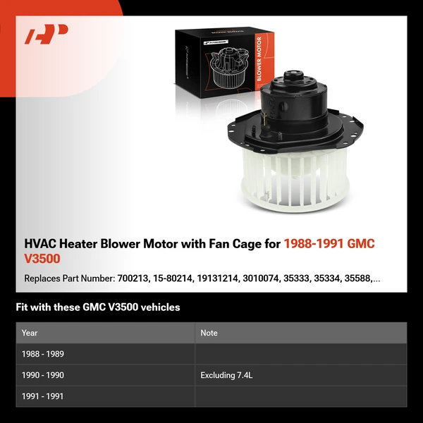 HVAC Heater Blower Motor with Fan Cage for 1988-1991 GMC V3500