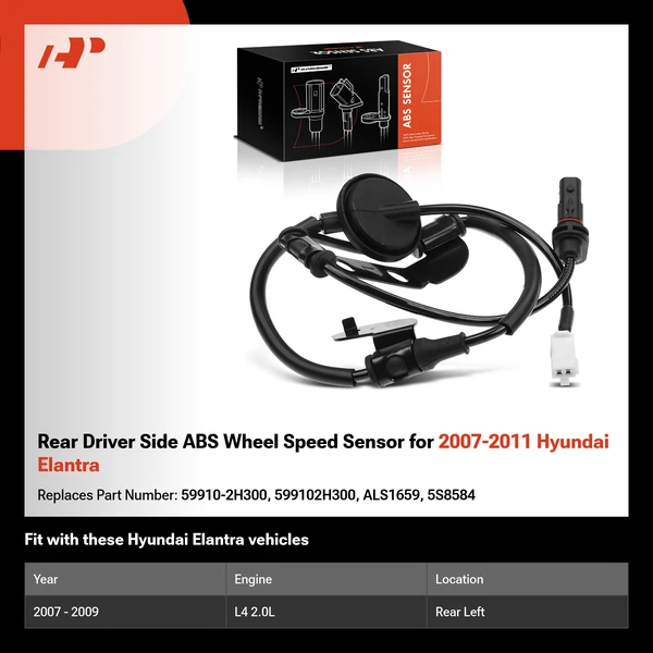 Rear Driver Side ABS Wheel Speed Sensor for 2007-2011 Hyundai Elantra