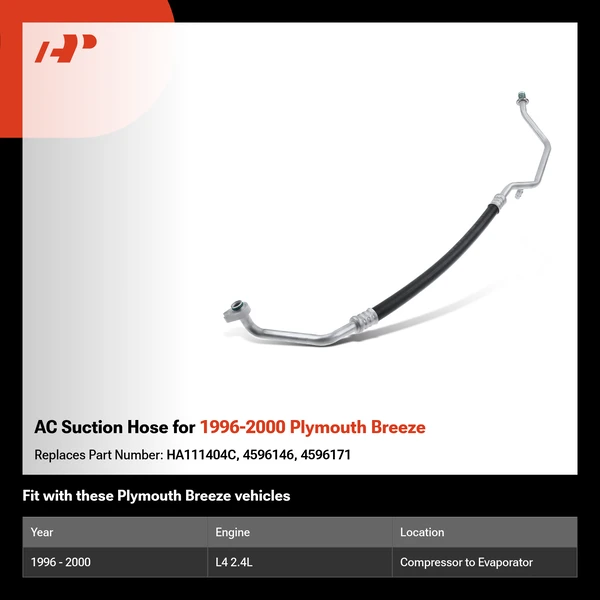 AC Suction Hose for 1996-2000 Plymouth Breeze