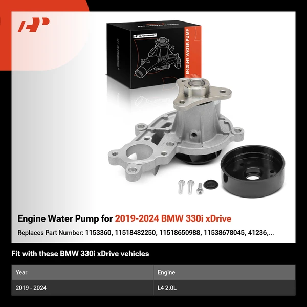 Engine Water Pump for 2019-2024 BMW 330i xDrive