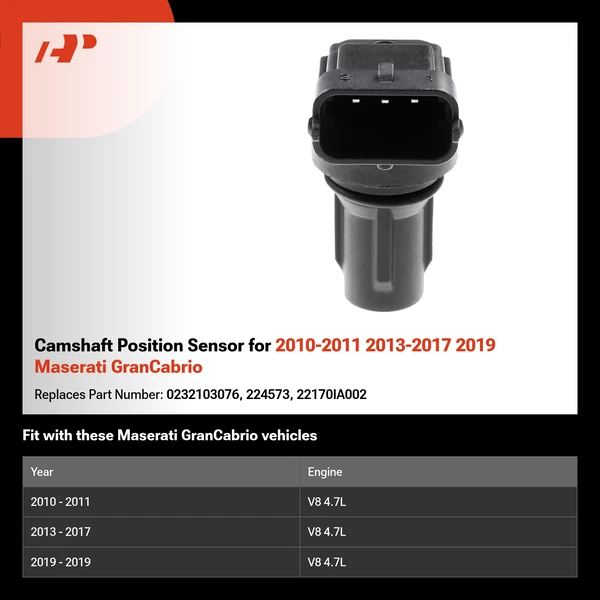 Camshaft Position Sensor for 2010-2011 2013-2017 2019 Maserati GranCabrio