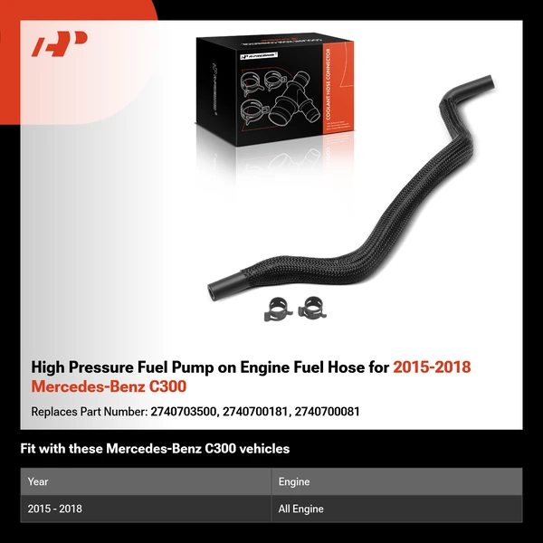 High Pressure Fuel Pump on Engine Fuel Hose for 2015-2018 Mercedes-Benz C300