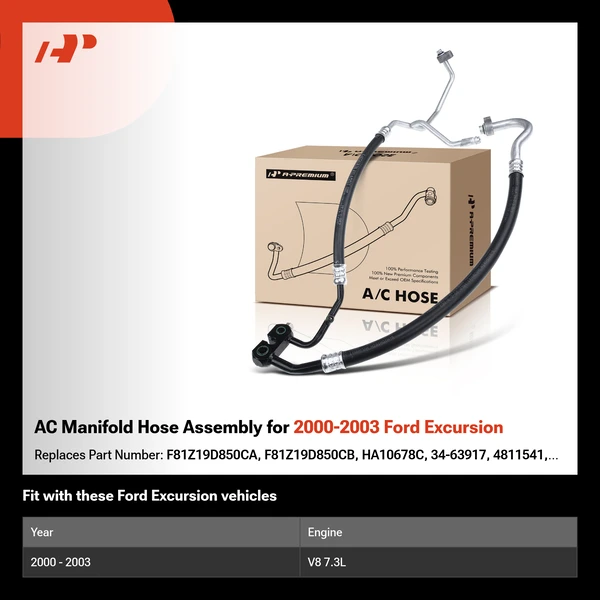 AC Manifold Hose Assembly for 2000-2003 Ford Excursion