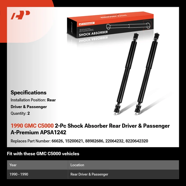 1990 GMC C5000 2-Pc Shock Absorber Rear Driver & Passenger A-Premium APSA1242