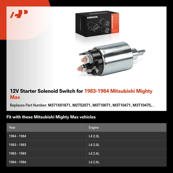 12V Starter Solenoid Switch for 1983-1984 Mitsubishi Mighty Max