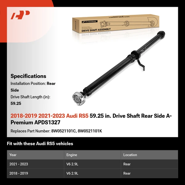 2018-2019 2021-2023 Audi RS5 59.25 in. Drive Shaft Rear Side A-Premium APDS1327