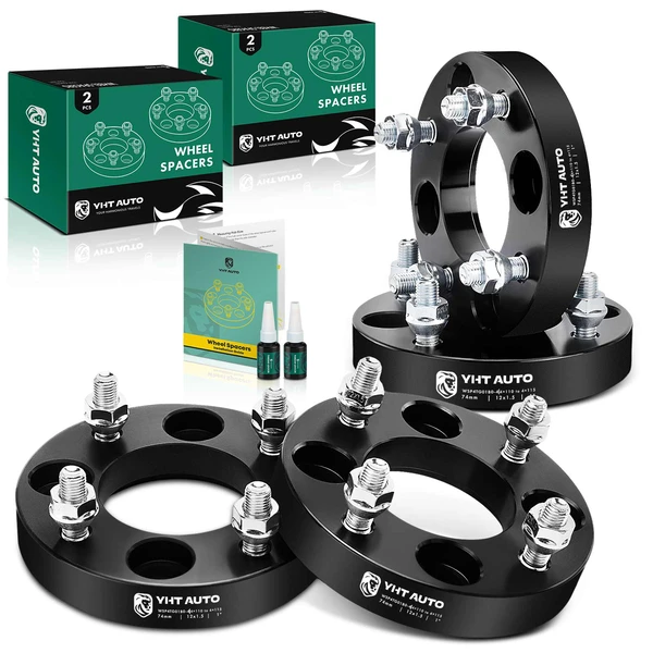 4 Pcs 1 inches Black 4x4.33 to 4x4.53 inches Wheel Adapters M12x1.5 74mm for 2000-2006 Honda Rancher 350