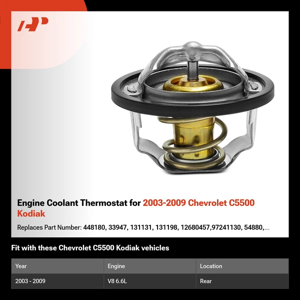 Engine Coolant Thermostat for 2003-2009 Chevrolet C5500 Kodiak