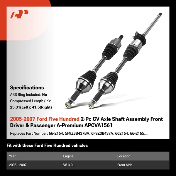 2005-2007 Ford Five Hundred 2-Pc CV Axle Shaft Assembly Front Driver & Passenger A-Premium APCVA1561