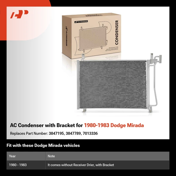 AC Condenser with Bracket for 1980-1983 Dodge Mirada