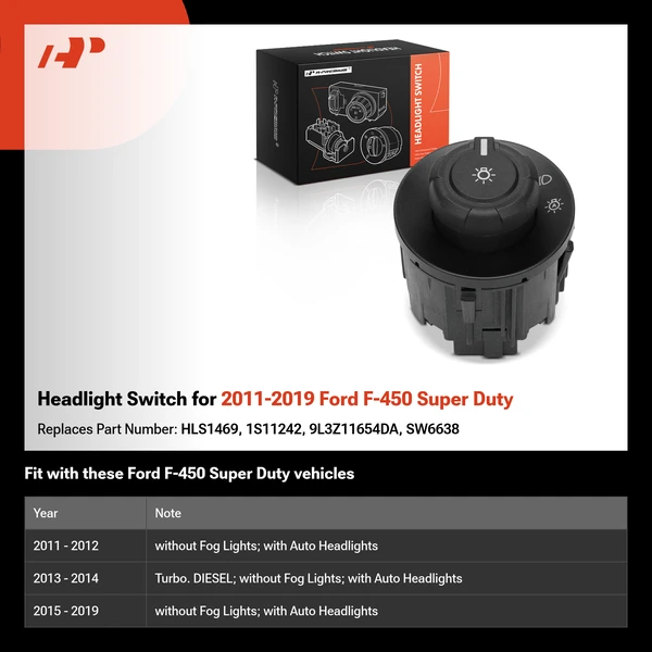 Headlight Switch for 2011-2019 Ford F-450 Super Duty