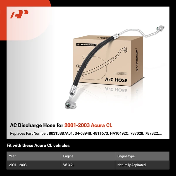 AC Discharge Hose for 2001-2003 Acura CL