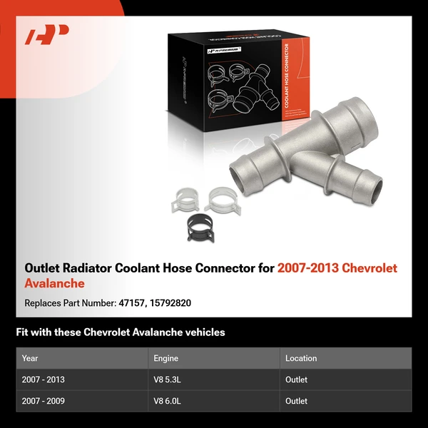 Outlet Radiator Coolant Hose Connector for 2007-2013 Chevrolet Avalanche