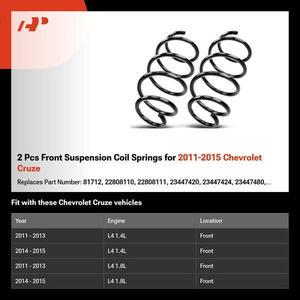 2 Pcs Front Suspension Coil Springs for 2011-2015 Chevrolet Cruze