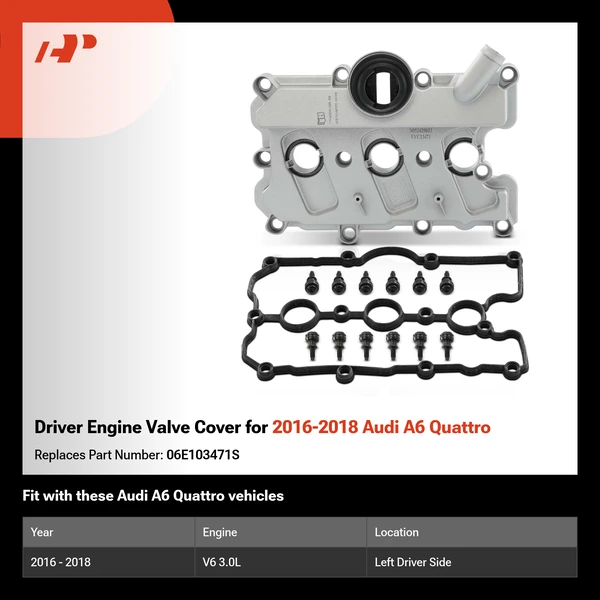 Driver Engine Valve Cover for 2016-2018 Audi A6 Quattro