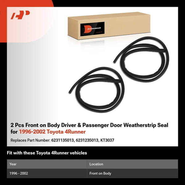 2 Pcs Front on Body Driver & Passenger Door Weatherstrip Seal for 1996-2002 Toyota 4Runner