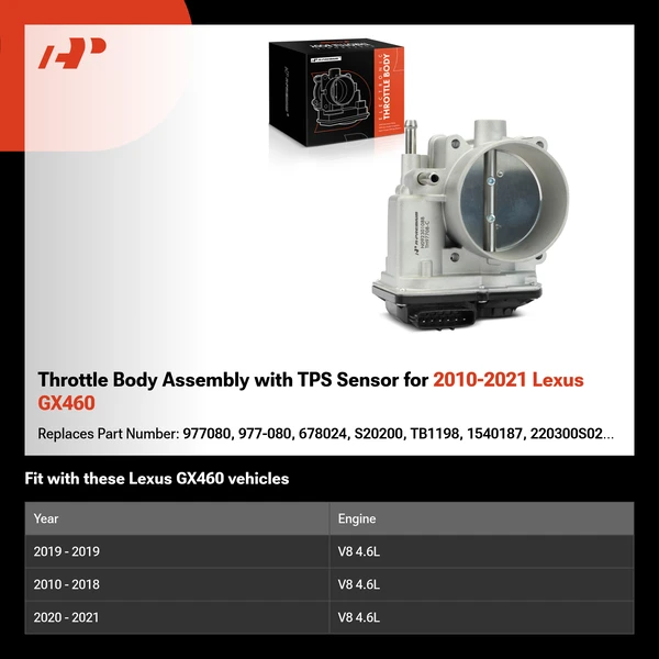 Throttle Body Assembly with TPS Sensor for 2010-2021 Lexus GX460