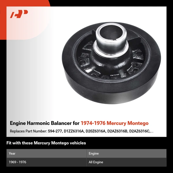 Engine Harmonic Balancer for 1974-1976 Mercury Montego