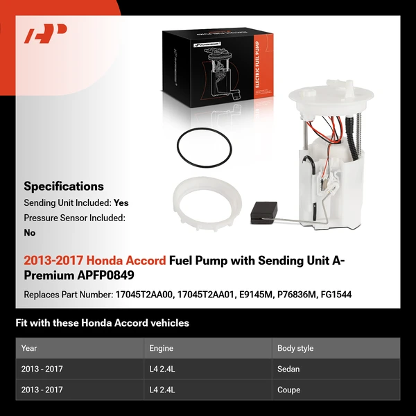 2013-2017 Honda Accord Fuel Pump with Sending Unit A-Premium APFP0849