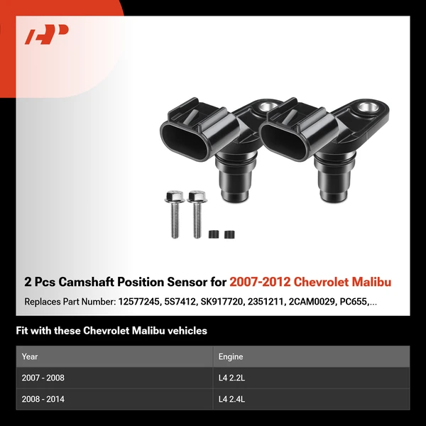 2 Pcs Camshaft Position Sensor for 2007-2012 Chevrolet Malibu