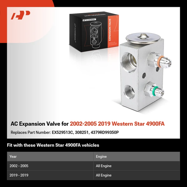 AC Expansion Valve for 2002-2005 2019 Western Star 4900FA
