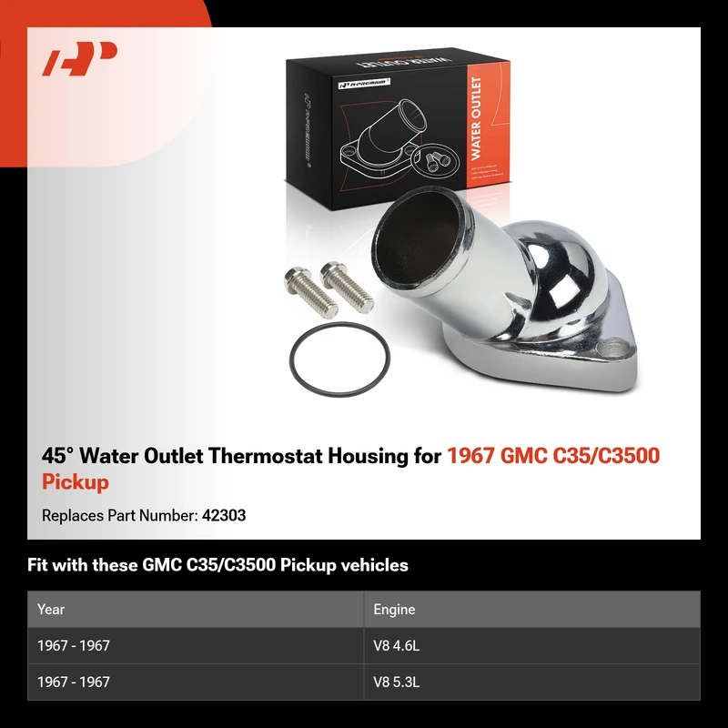 45° Water Outlet Thermostat Housing for 1967 GMC C35/C3500 Pickup