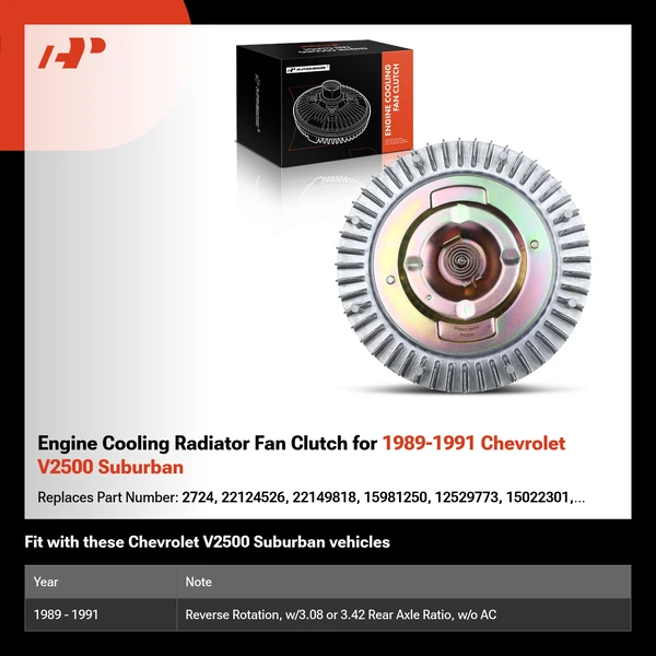 Engine Cooling Radiator Fan Clutch for 1989-1991 Chevrolet V2500 Suburban