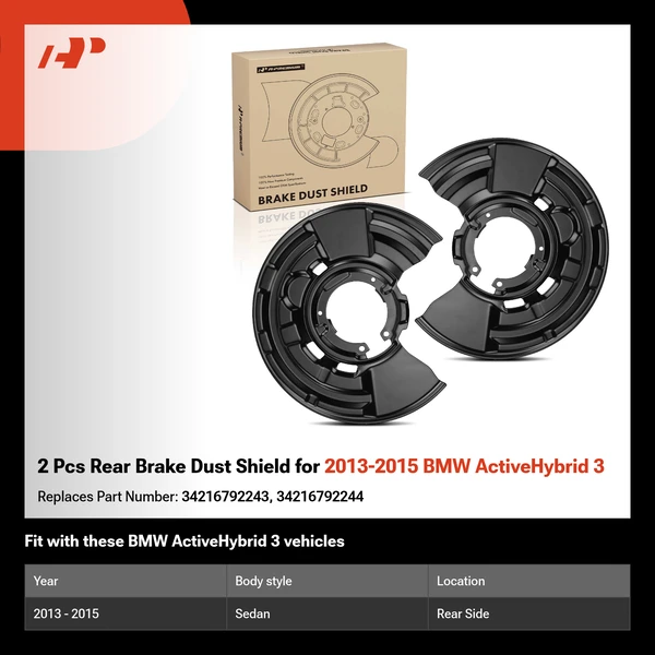 2 Pcs Rear Brake Dust Shield for 2013-2015 BMW ActiveHybrid 3