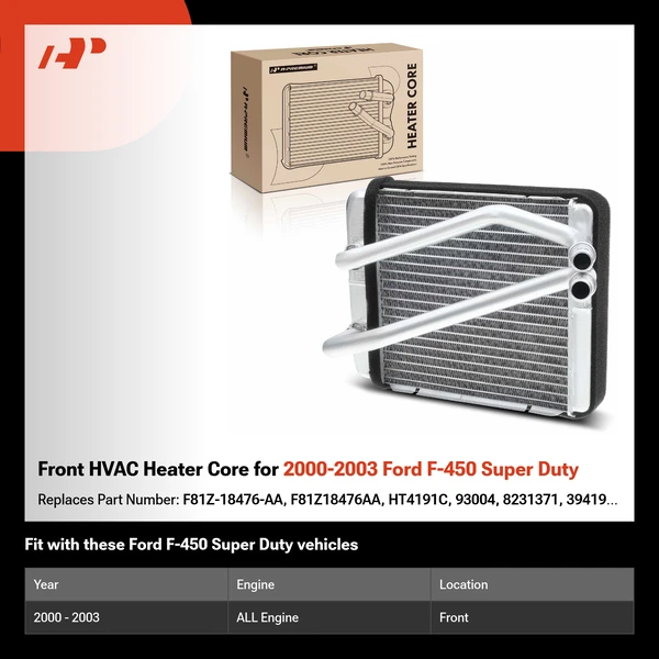 Front HVAC Heater Core for 2000-2003 Ford F-450 Super Duty