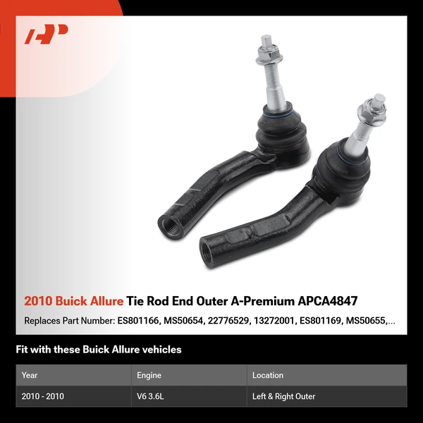 2010 Buick Allure Tie Rod End Outer A-Premium APCA4847