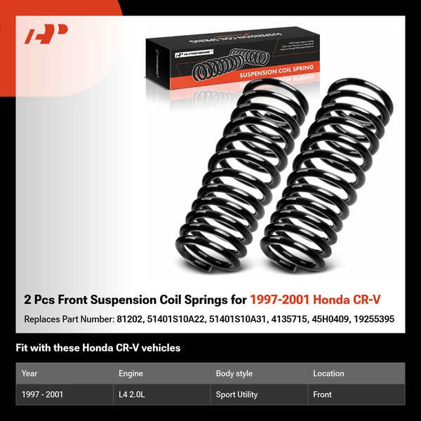 2 Pcs Front Suspension Coil Springs for 1997-2001 Honda CR-V