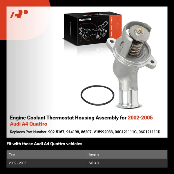 Engine Coolant Thermostat Housing Assembly for 2002-2005 Audi A4 Quattro