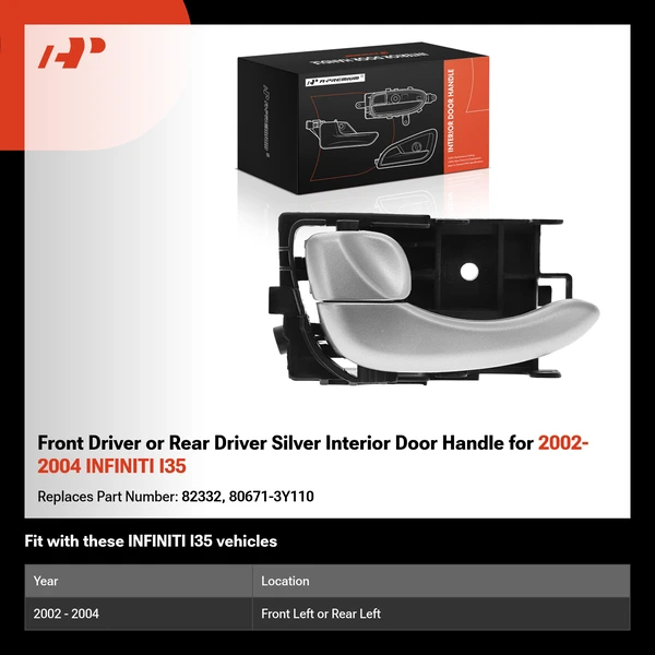 Front Driver or Rear Driver Silver Interior Door Handle for 2002-2004 INFINITI I35