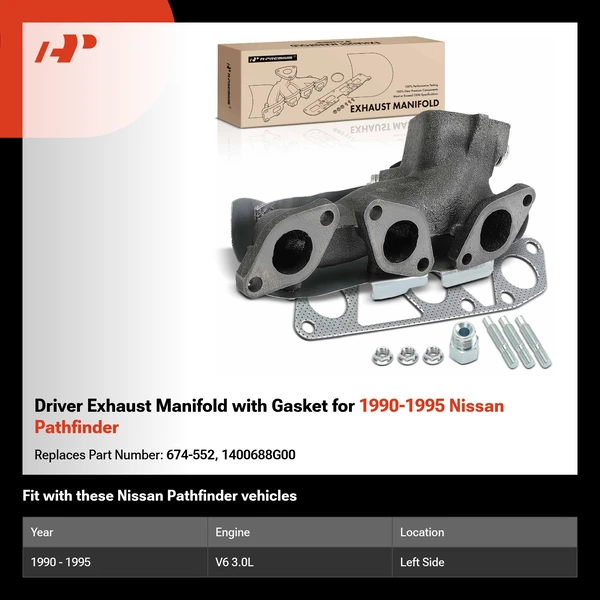 Driver Exhaust Manifold with Gasket for 1990-1995 Nissan Pathfinder