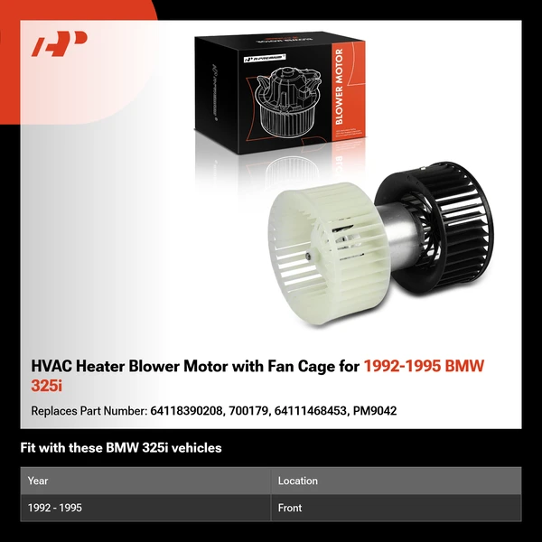 HVAC Heater Blower Motor with Fan Cage for 1992-1995 BMW 325i