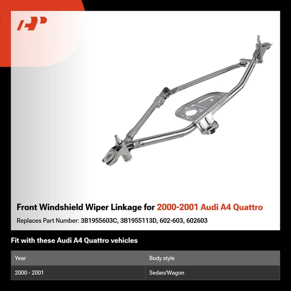 Front Windshield Wiper Linkage for 2000-2001 Audi A4 Quattro