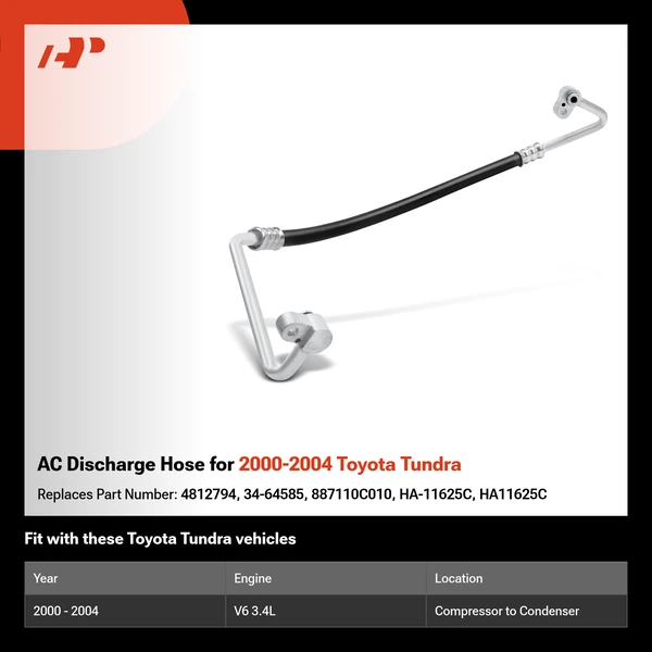 AC Discharge Hose for 2000-2004 Toyota Tundra